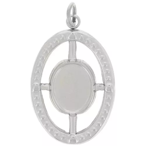 22x14mm Stainless Steel 316L Oval Textured Pendant for 8x6mm cabochon x1