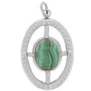 22x14mm Stainless Steel 316L Oval Textured Pendant for 8x6mm cabochon x1