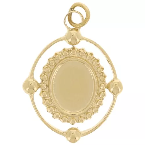 21x16mm Stainless steel 316L Oval pendant for 8x6mm cabochon - Gold Tone x1