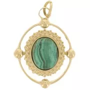 21x16mm Stainless steel 316L Oval pendant for 8x6mm cabochon - Gold Tone x1