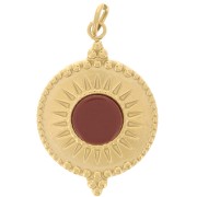 15mm Round sunburst pendant for 6mm cabochon - 316L stainless steel - Gold Tone x1