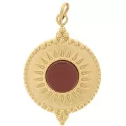 15mm Round sunburst pendant for 6mm cabochon - 316L stainless steel - Gold Tone x1