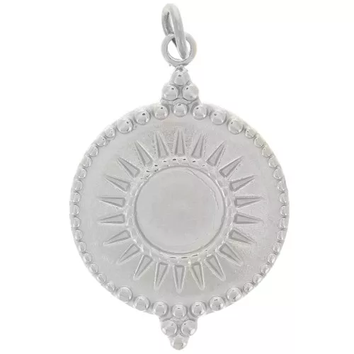 15mm Round sunburst pendant for 6mm cabochon - 316L stainless steel x1