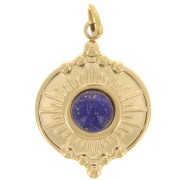 14mm Stainless steel 316L Round sunburst pendant for 4mm cabochon - Gold Tone x1