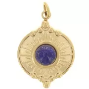 14mm Stainless steel 316L Round sunburst pendant for 4mm cabochon - Gold Tone x1