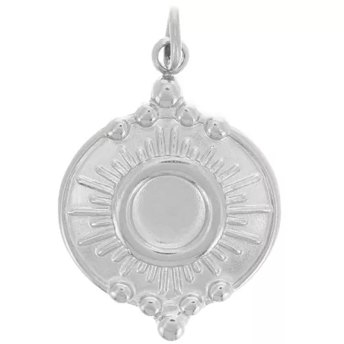 14mm Stainless steel 316L Round sunburst pendant for 4 mm cabochon x1