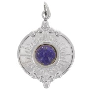 14mm Stainless steel 316L Round sunburst pendant for 4 mm cabochon x1