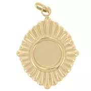 19x14 mm pleated diamond-shaped pendant for a 6 mm cabochon - Gold-plated 304 stainless steel