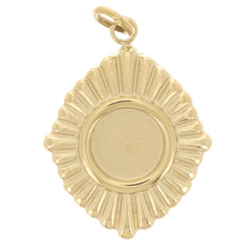 19x14 mm pleated diamond-shaped pendant for a 6 mm cabochon - Gold-plated 304 stainless steel
