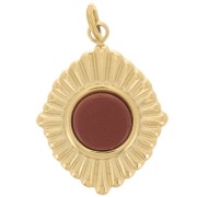 19x14 mm pleated diamond-shaped pendant for a 6 mm cabochon - Gold-plated 304 stainless steel