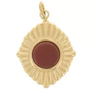 19x14 mm pleated diamond-shaped pendant for a 6 mm cabochon - Gold-plated 304 stainless steel