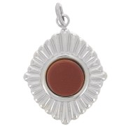 19x14mm Stainless steel 316L Pleated diamond pendant for 6mm cabochon x1