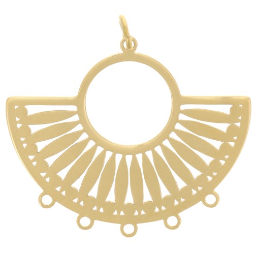 Ethnic chandelier pendant 21.5x26 mm - 5 rings - Gold-plated 316L stainless steel