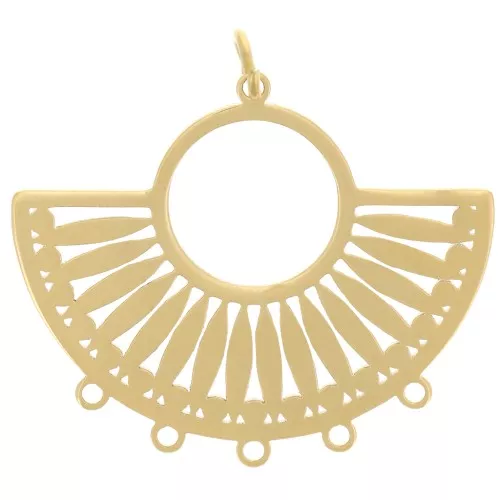 Ethnic chandelier pendant 21.5x26 mm - 5 rings - Gold-plated 316L stainless steel