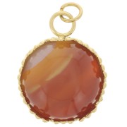 12 mm Cabochon Pendant Setting - Crown Design - Gold-Plated 304 Stainless Steel