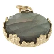 12 mm Cabochon Pendant Setting - Crown Design - Gold-Plated 304 Stainless Steel