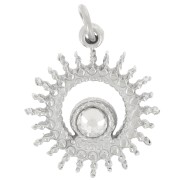 14mm 304L Stainless Steel Sunburst Pendant with Rhinestone x1