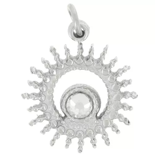 14mm 304L Stainless Steel Sunburst Pendant with Rhinestone x1