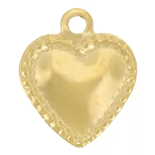 Worked Heart Charm 10x8 mm - 304 Gold Stainless Steel x1