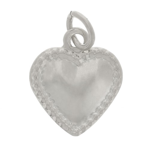 10x8mm 316L stainless steel worked heart charm x1