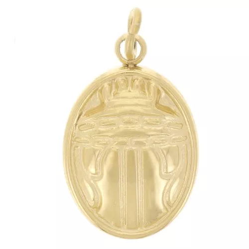 Oval charm - scarab pattern, 15.5 x 10 mm - Gold-plated 304 stainless steel x1
