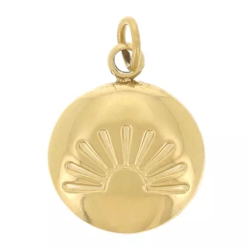 10mm 316L Stainless Steel Round Sunset Charm - Gold Tone x1