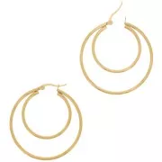 43.5mm 304 Stainless Steel Double Wire Design hoop earrings - Gold Tone x2