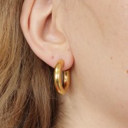 25mm 304 stainless steel thick round wire hoop earrings - Gold Tone x2