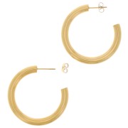 40mm 304 stainless steel thick round wire hoop earrings - Gold Tone x2