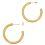 40mm 304 stainless steel thick round wire hoop earrings - Gold Tone x2