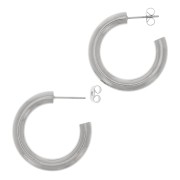 30mm 304 stainless steel thick round wire hoop earrings x2