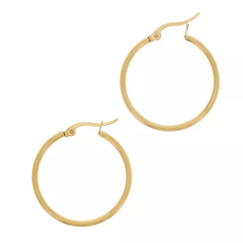 30mm Stainless Steel 304 hoop earrings - Gold Tone x2