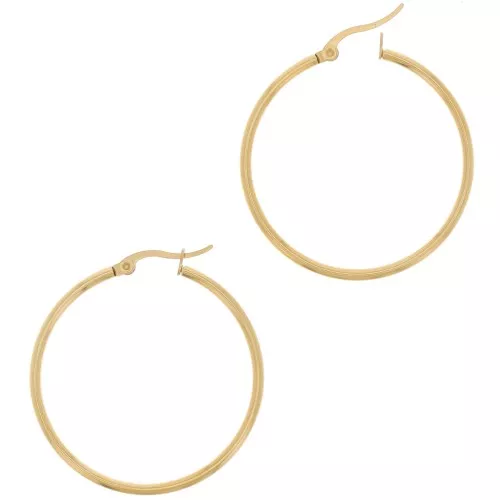40mm Stainless Steel 304 hoop earrings - Gold Tone x2