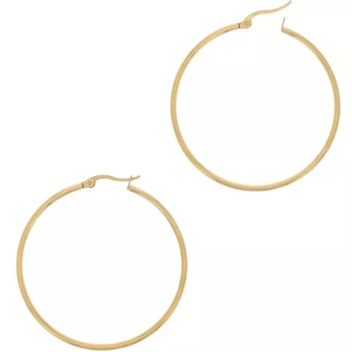 50mm Stainless Steel 304 hoop earrings - Gold Tone x2