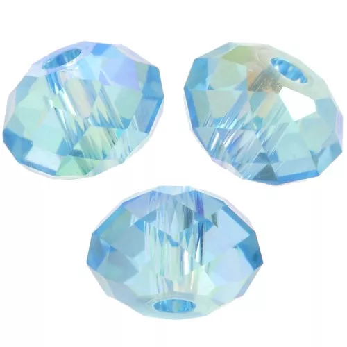 4mm PureCrystal 5040 flattened round beads - Aquamarine Shimmer 2X x20