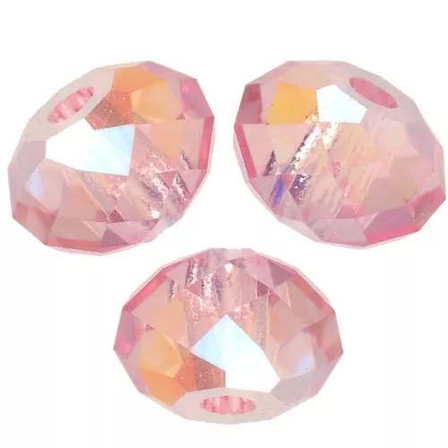 4mm PureCrystal 5040 flattened round beads - Light Rose Shimmer 2X x20