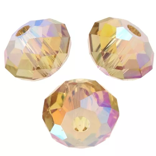4mm PureCrystal 5040 flattened round beads - Light Colorado Topaz Shimmer 2X x20