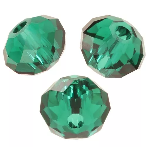 4mm PureCrystal 5040 flattened round beads - Emerald x20