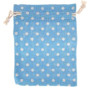 95x135mm Cotton Pochon polka dot pattern for jewelry - Blue - White x1|raw }}
