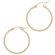 28mm square wire hoop earrings - Gold filled x 2