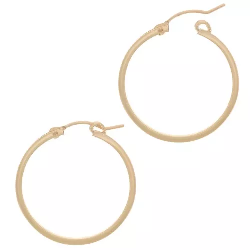 28mm square wire hoop earrings - Gold filled x 2