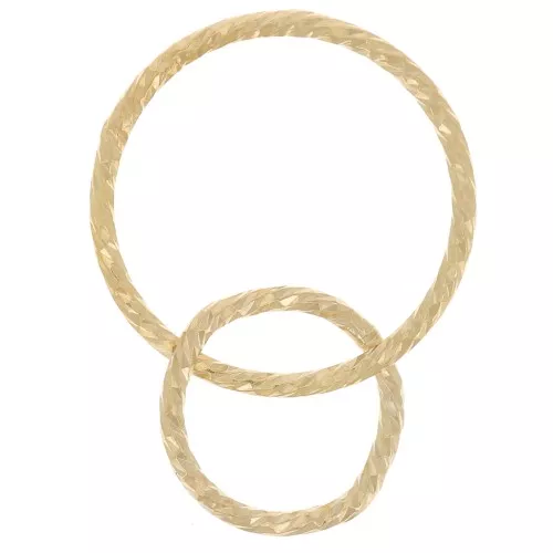 Two interlocking closed rings - diamond effect - 15 and 10mm - Gold filled x1