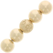 8mm Round bead with engraved diamond effect clover pattern - Gold filled x1