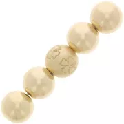 8mm Round bead with engraved diamond effect clover pattern - Gold filled x1