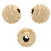 8mm Round bead with engraved diamond effect striated pattern - Gold filled x1