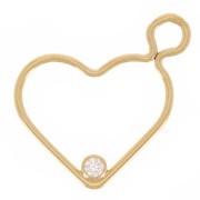 15.5mm Heart pendant with 2mm Zirconium Oxide - Gold filled x1