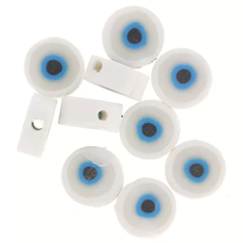 10mm Round beads assortment - lucky eye - polymer clay - White x10