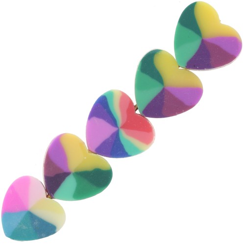 8x9mm Polymer clay heart beads assortment - Multicoloured x10