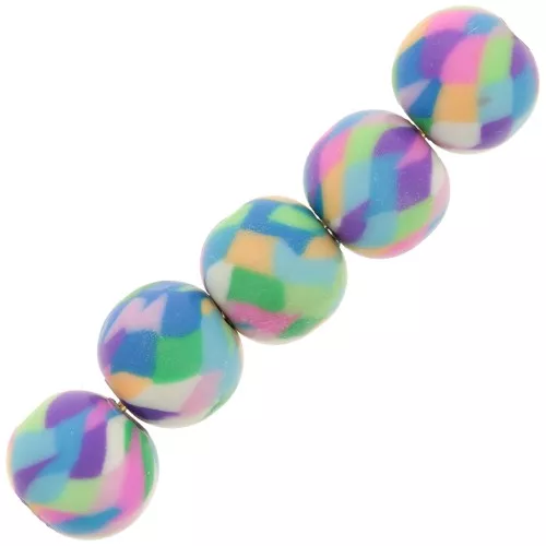 8mm Polymer clay flattened round beads assortment - Multicoloured x10