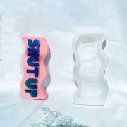 11.5x3.5cm Silicone soap mould - wave shape with word Shut Up - Transparent x1